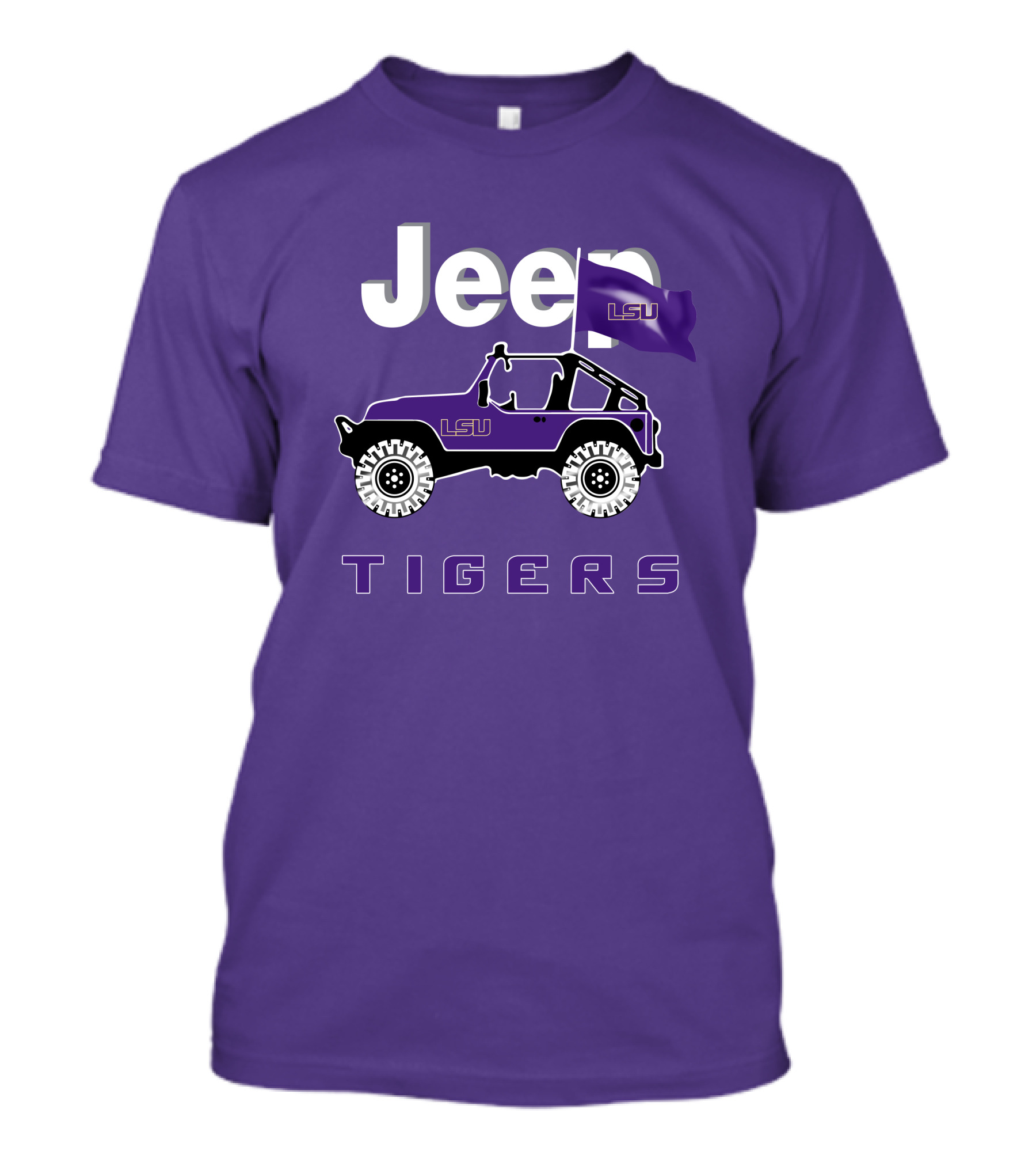 Jeep Lsu Tigers Purple Flag T-Shirt