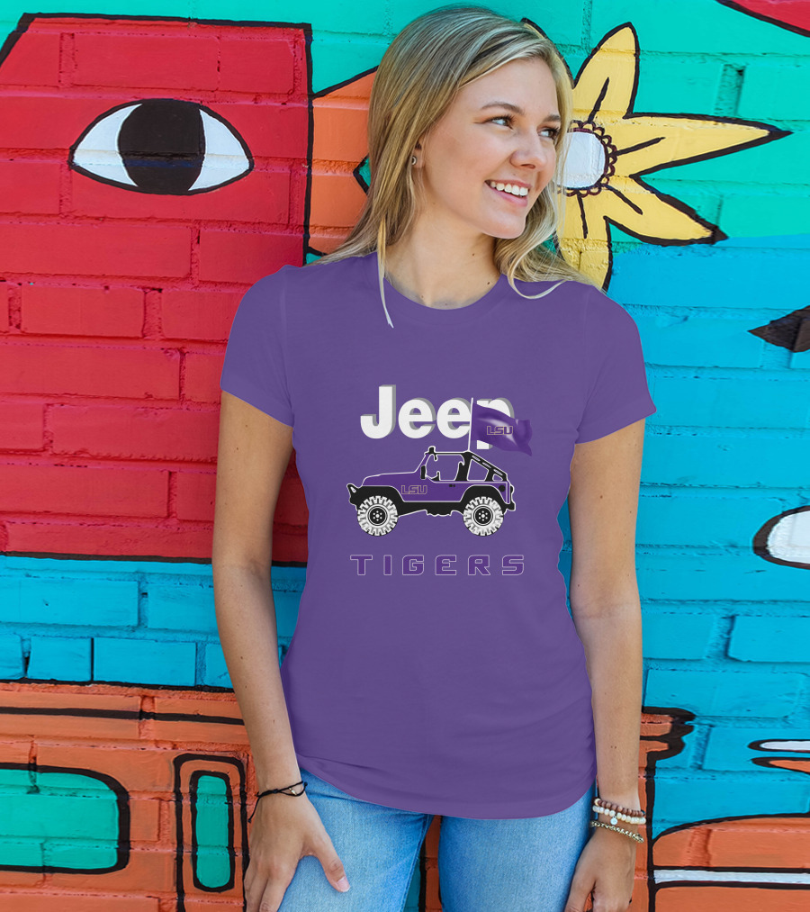 Jeep Lsu Tigers Purple Flag T-Shirt