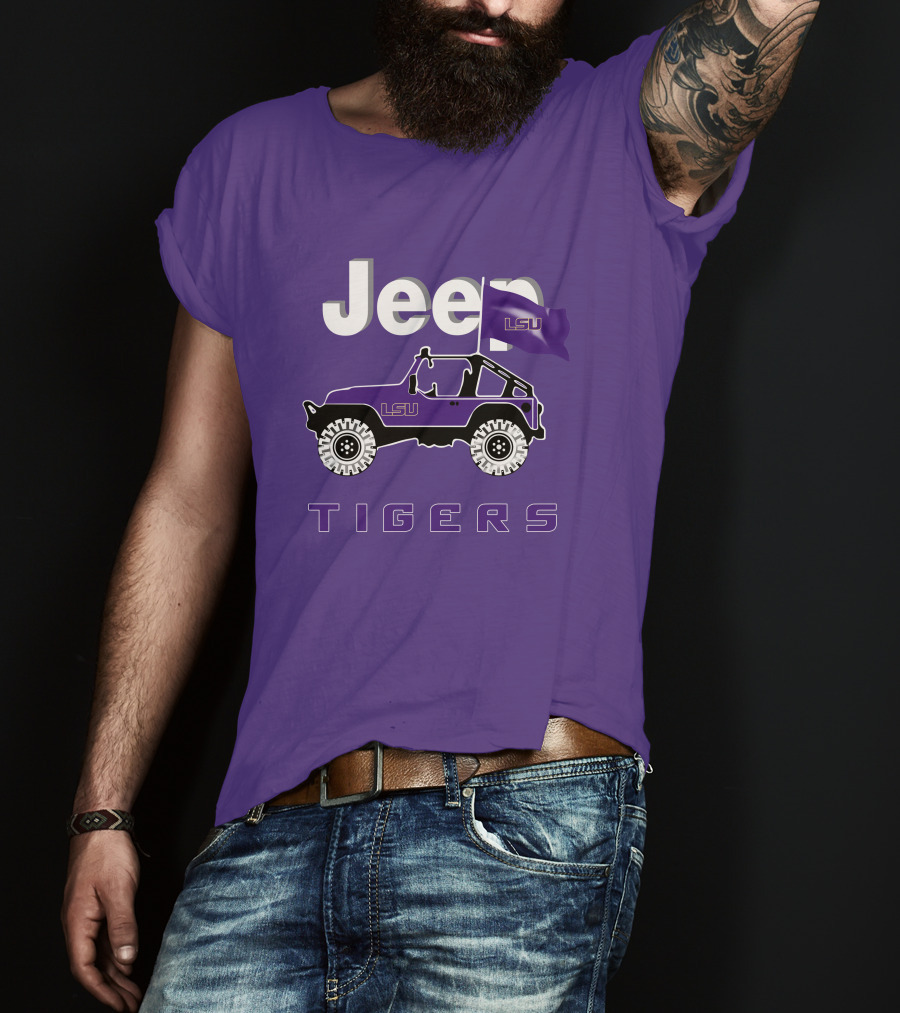 Jeep Lsu Tigers Purple Flag T-Shirt