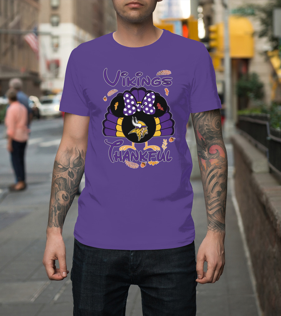 Vikings Thankful Turkey Minnie Thanksgiving T-Shirt