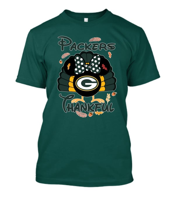 Packers Thankful Turkey With Polka Dot Bow Thanksgiving T-Shirt