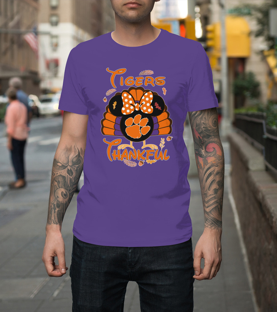 Tigers Thankful Clemson Minnie Thanksgiving T-Shirt