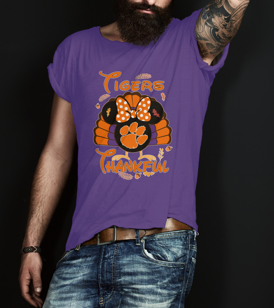 Tigers Thankful Clemson Minnie Thanksgiving T-Shirt