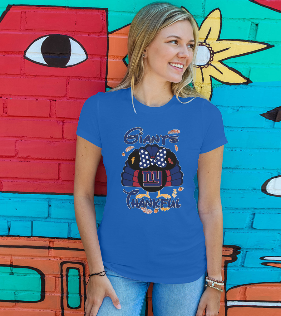 Giants Thankful New York Turkey Minnie Bow T-Shirt