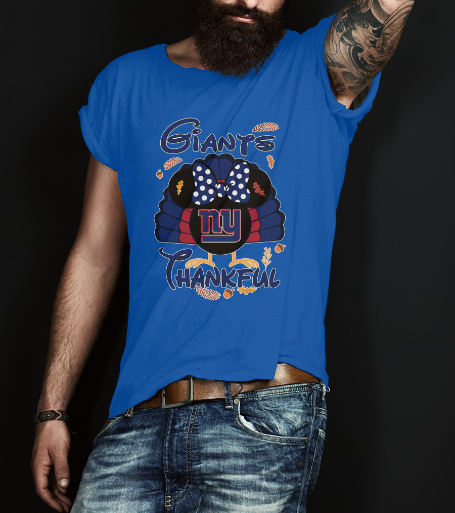 Giants Thankful New York Turkey Minnie Bow T-Shirt