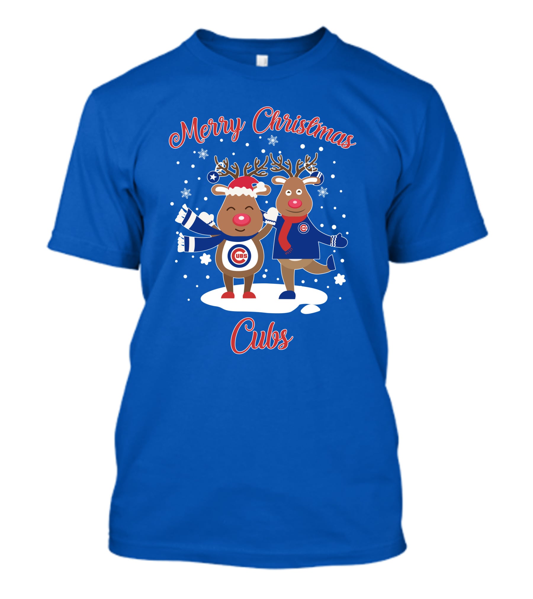 Merry Christmas Cubs Chicago Reindeer Funny Christmas T-Shirt