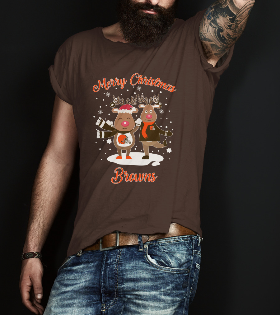 Merry Christmas Cleveland Browns Reindeer T-Shirt