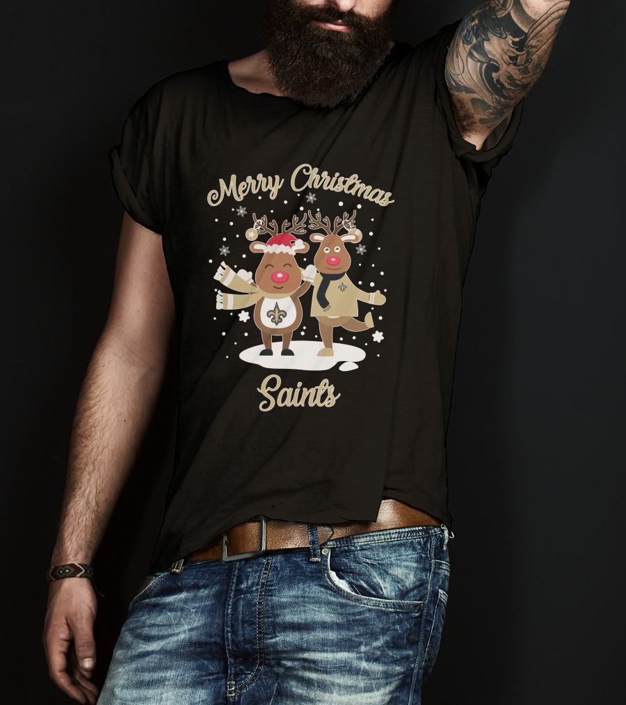 Merry Christmas New Orleans Saints Reindeer T-Shirt