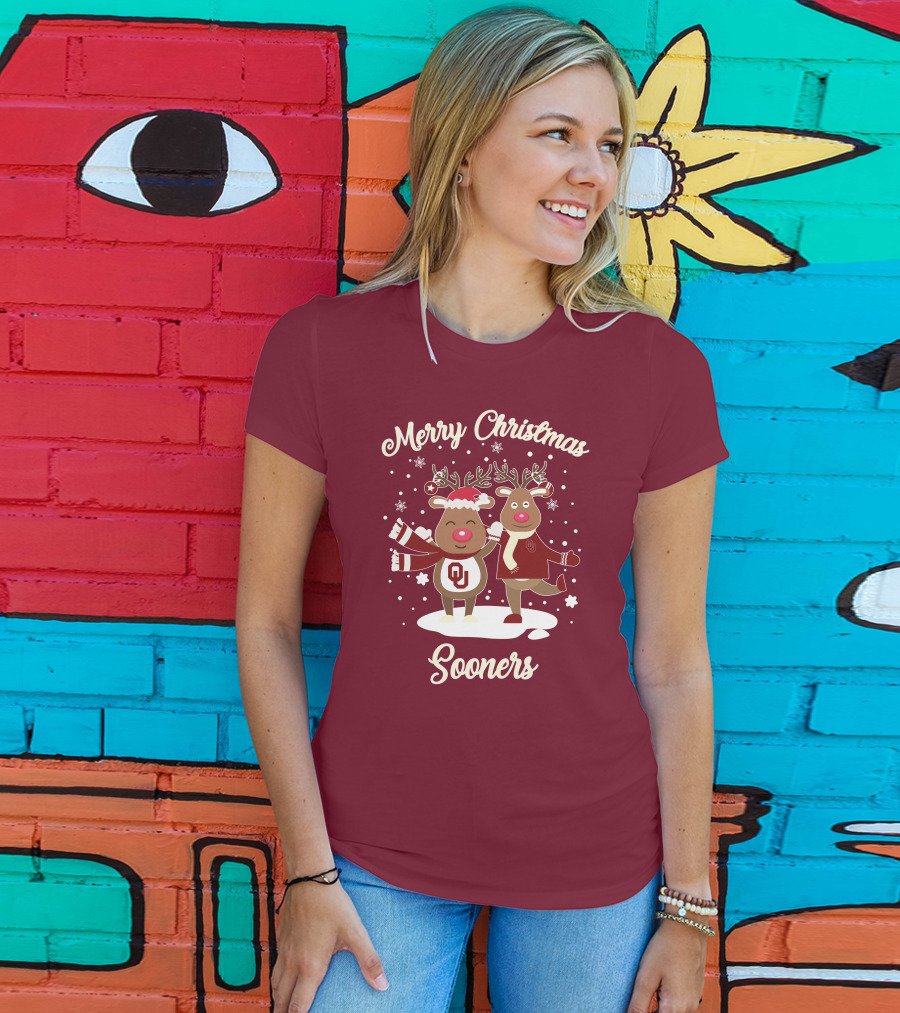 Merry Christmas Sooners Oklahoma Reindeer T-Shirt