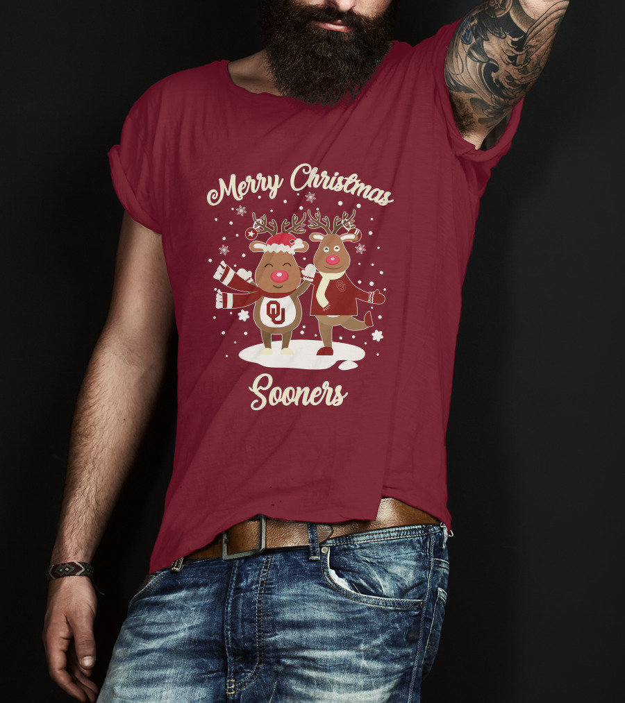 Merry Christmas Sooners Oklahoma Reindeer T-Shirt