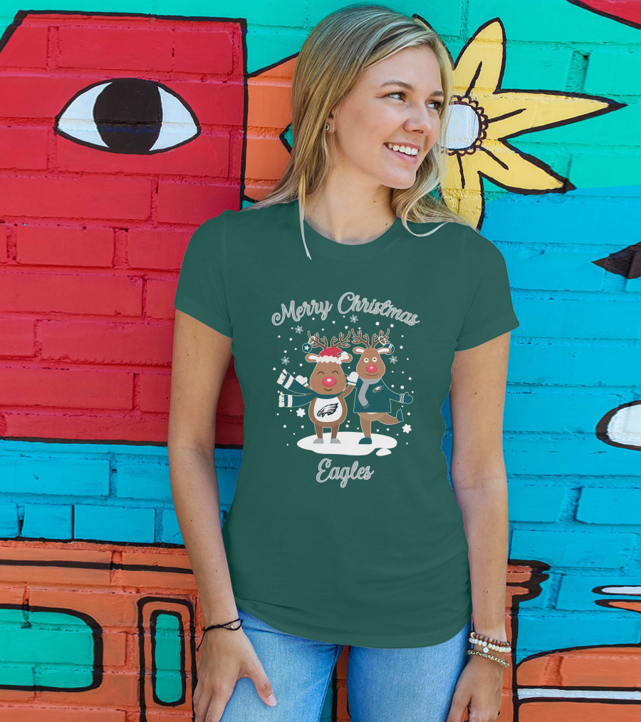 Merry Christmas Eagles Reindeer With Philadelphia Eagles T-Shirt