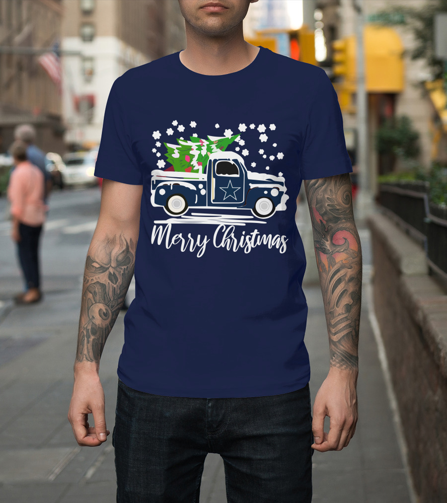 Dallas Cowboys Vintage Truck Merry Christmas T-Shirt