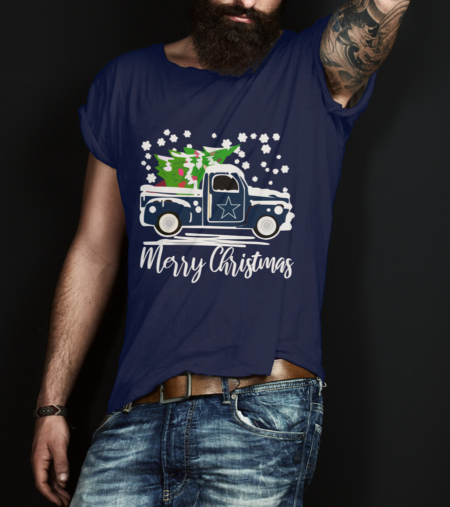 Dallas Cowboys Vintage Truck Merry Christmas T-Shirt