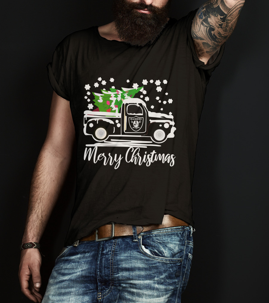 Las Vegas Raiders Vintage Car Merry Christmas Raiders T-Shirt