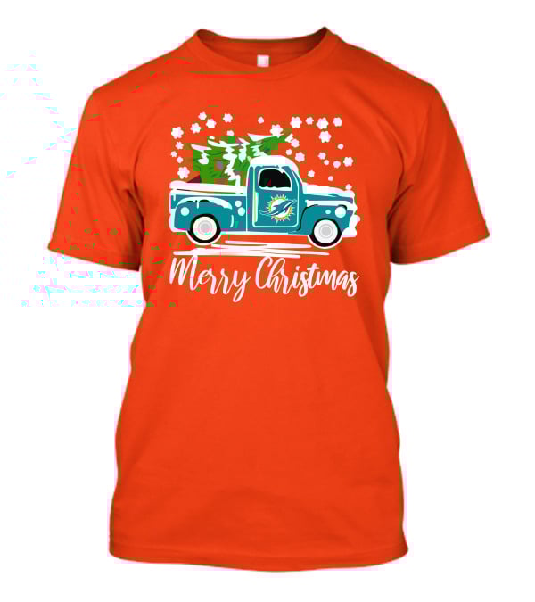 Miami Dolphins Vintage Truck Merry Christmas T-Shirt
