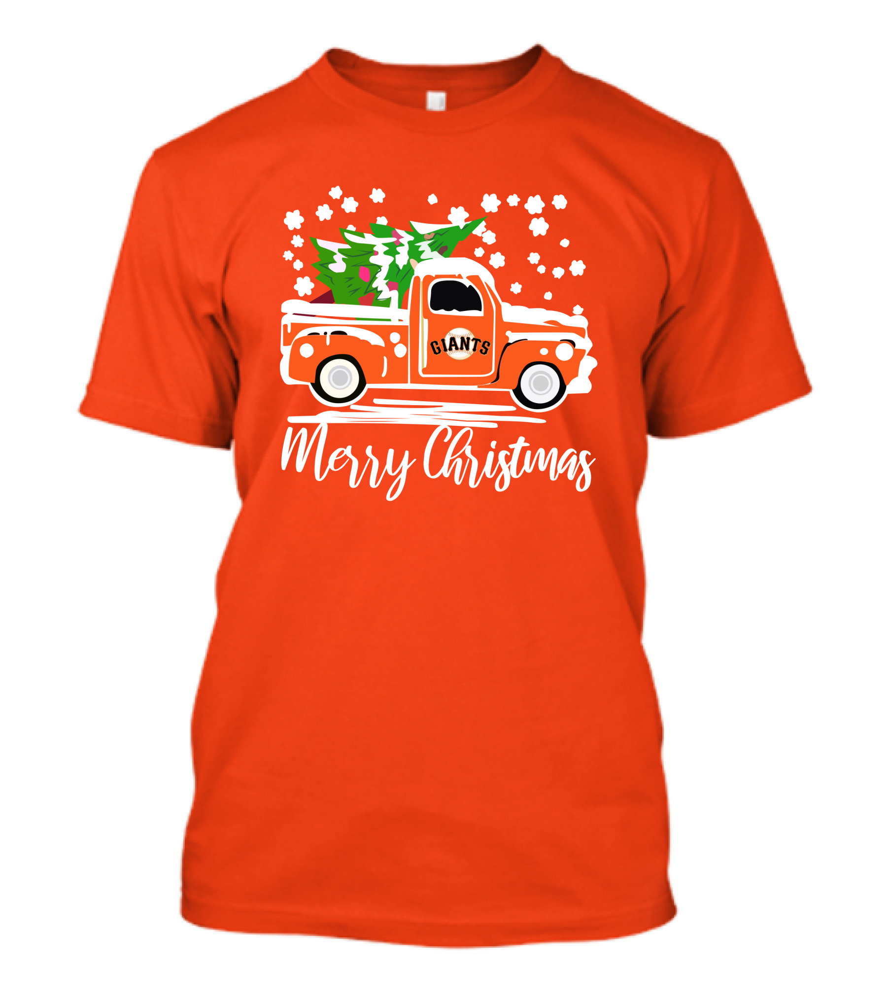 Merry Christmas San Francisco Giants Vintage Car With Snow And Tree T-Shirt