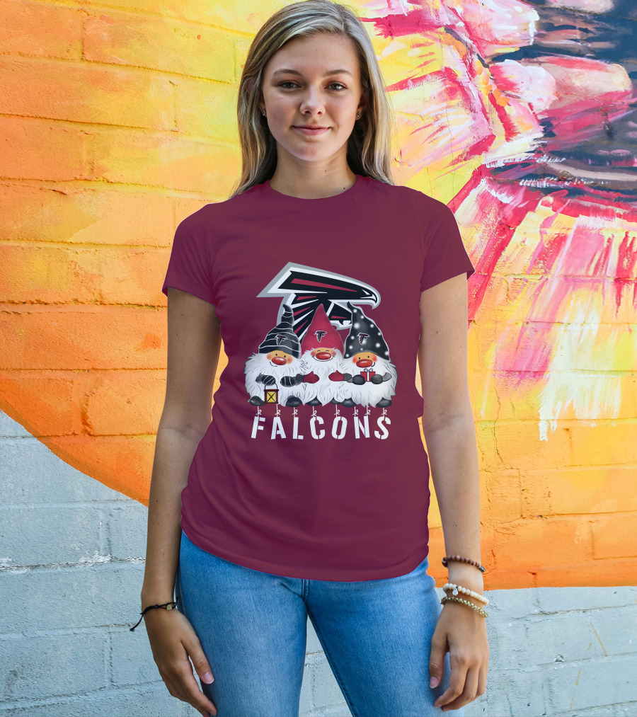 Atlanta Falcons Merry Christmas Happy Holidays Gnomes T-Shirt