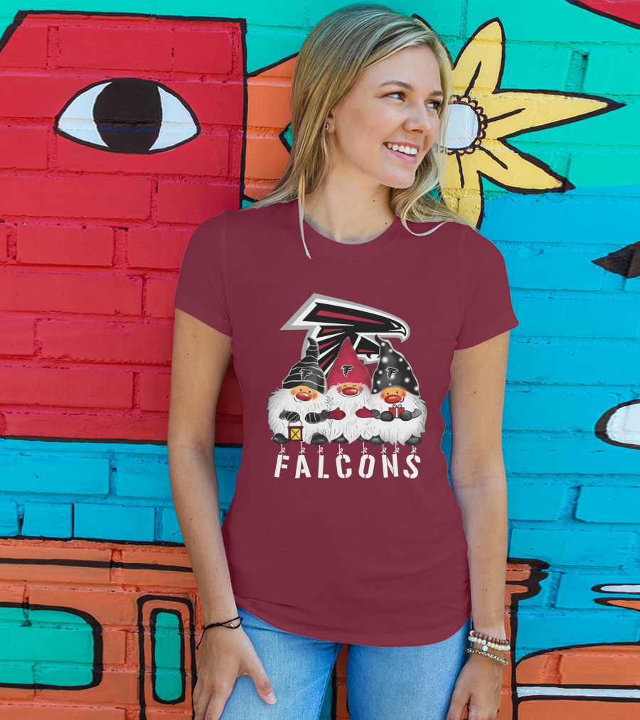 Atlanta Falcons Merry Christmas Happy Holidays Gnomes T-Shirt