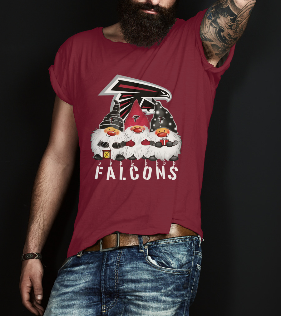 Atlanta Falcons Merry Christmas Happy Holidays Gnomes T-Shirt