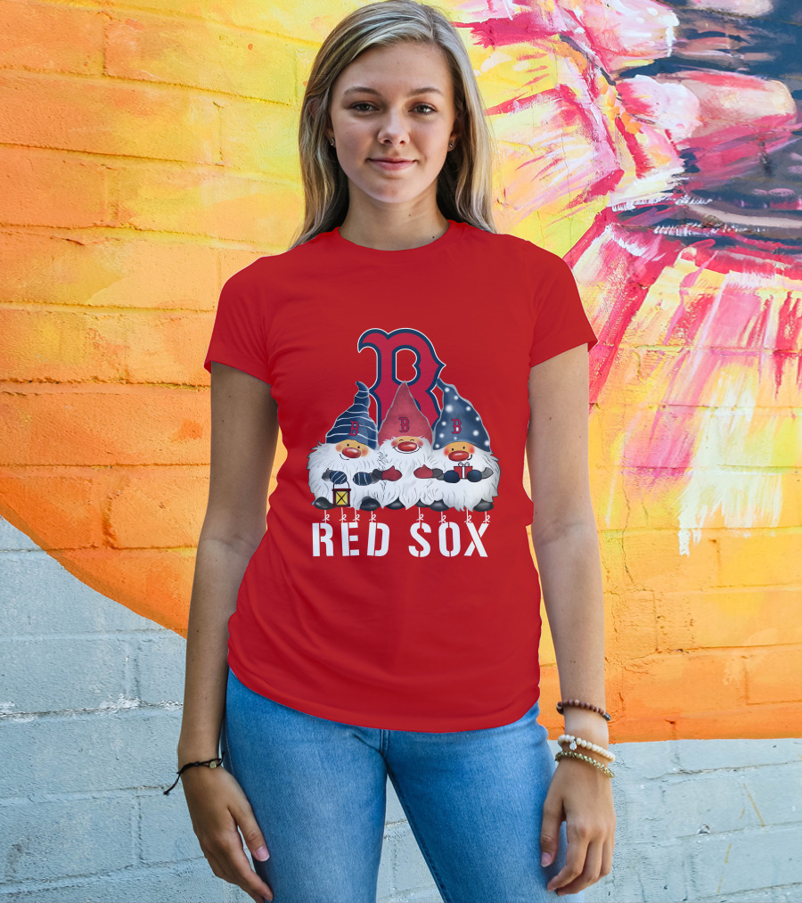 Boston Red Sox Merry Christmas Happy Holidays Gnomes T-Shirt