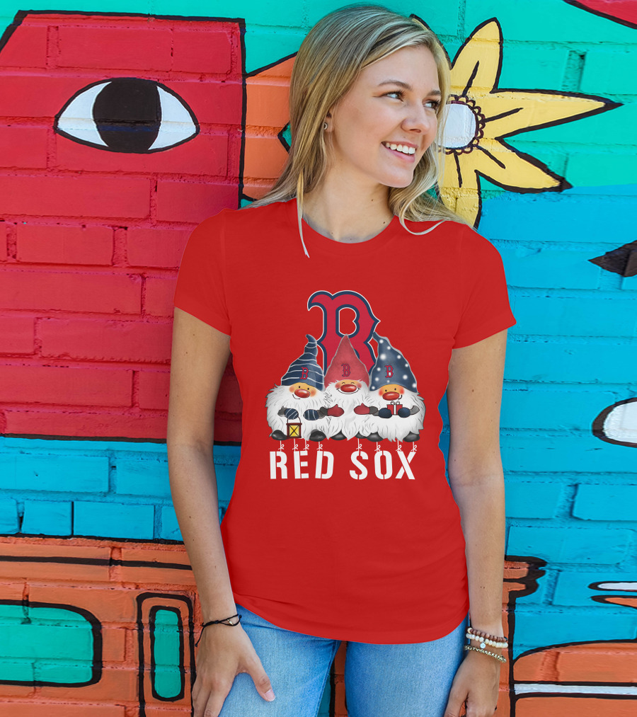 Boston Red Sox Merry Christmas Happy Holidays Gnomes T-Shirt