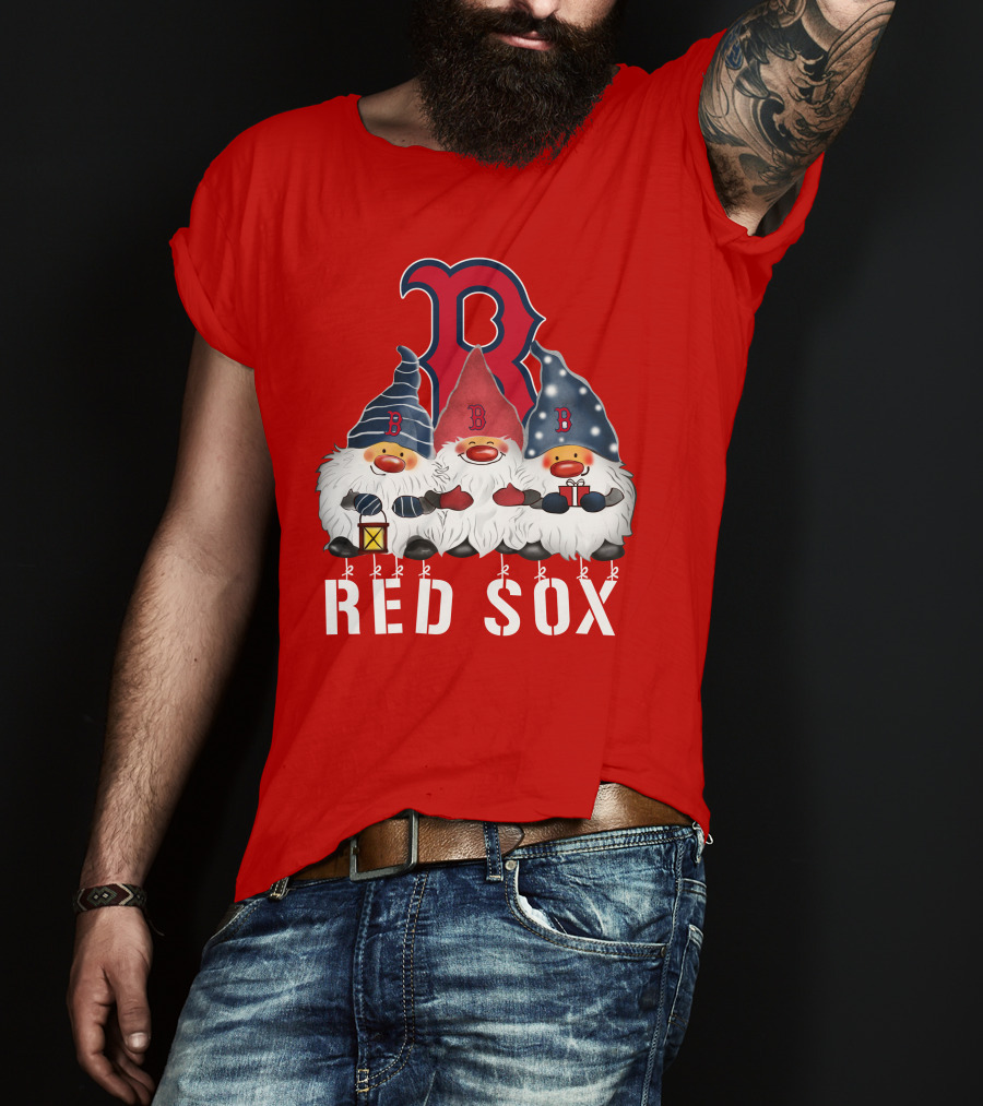 Boston Red Sox Merry Christmas Happy Holidays Gnomes T-Shirt