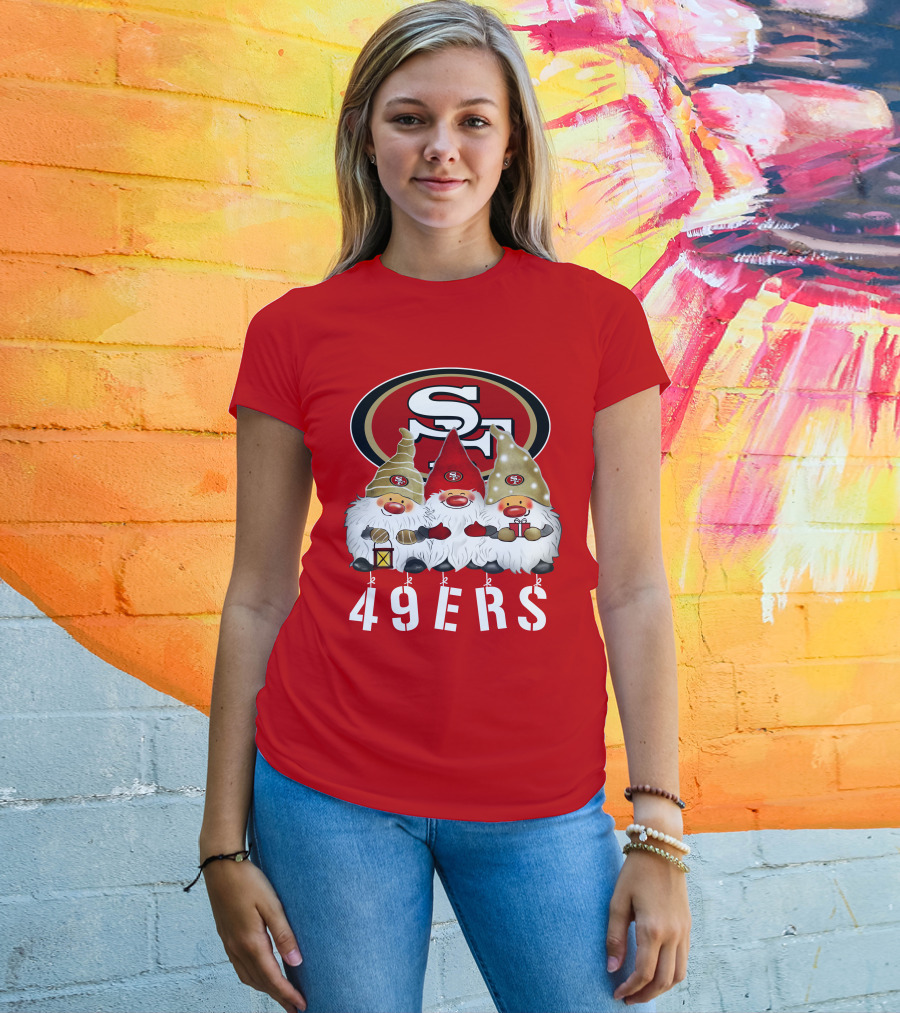 San Francisco 49ers Merry Christmas Happy Holidays Gnomes 49ers T-Shirt
