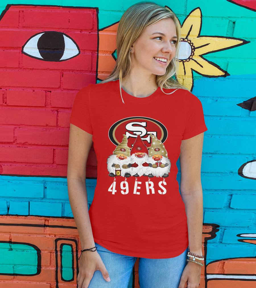 San Francisco 49ers Merry Christmas Happy Holidays Gnomes 49ers T-Shirt