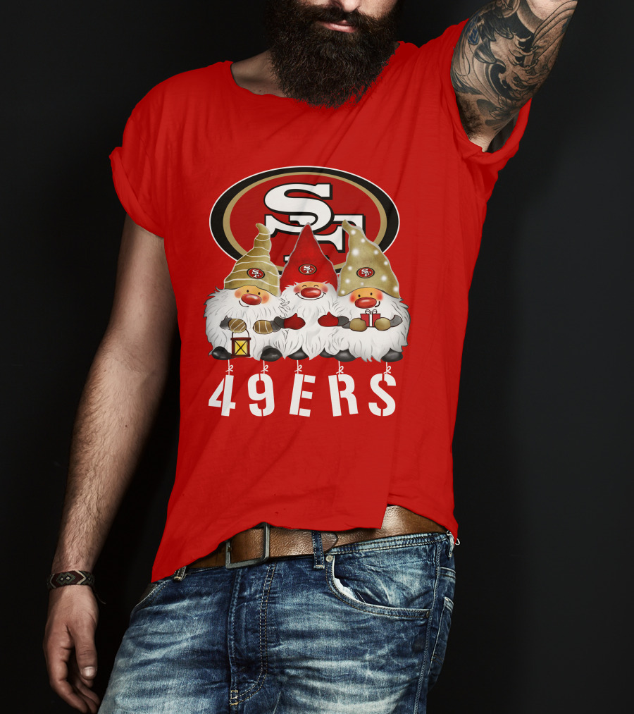 San Francisco 49ers Merry Christmas Happy Holidays Gnomes 49ers T-Shirt
