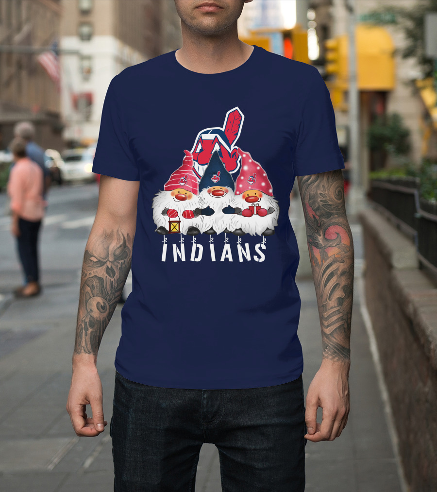 Cleveland Indians Merry Christmas Happy Holidays Gnomes Chief Wahoo T-Shirt
