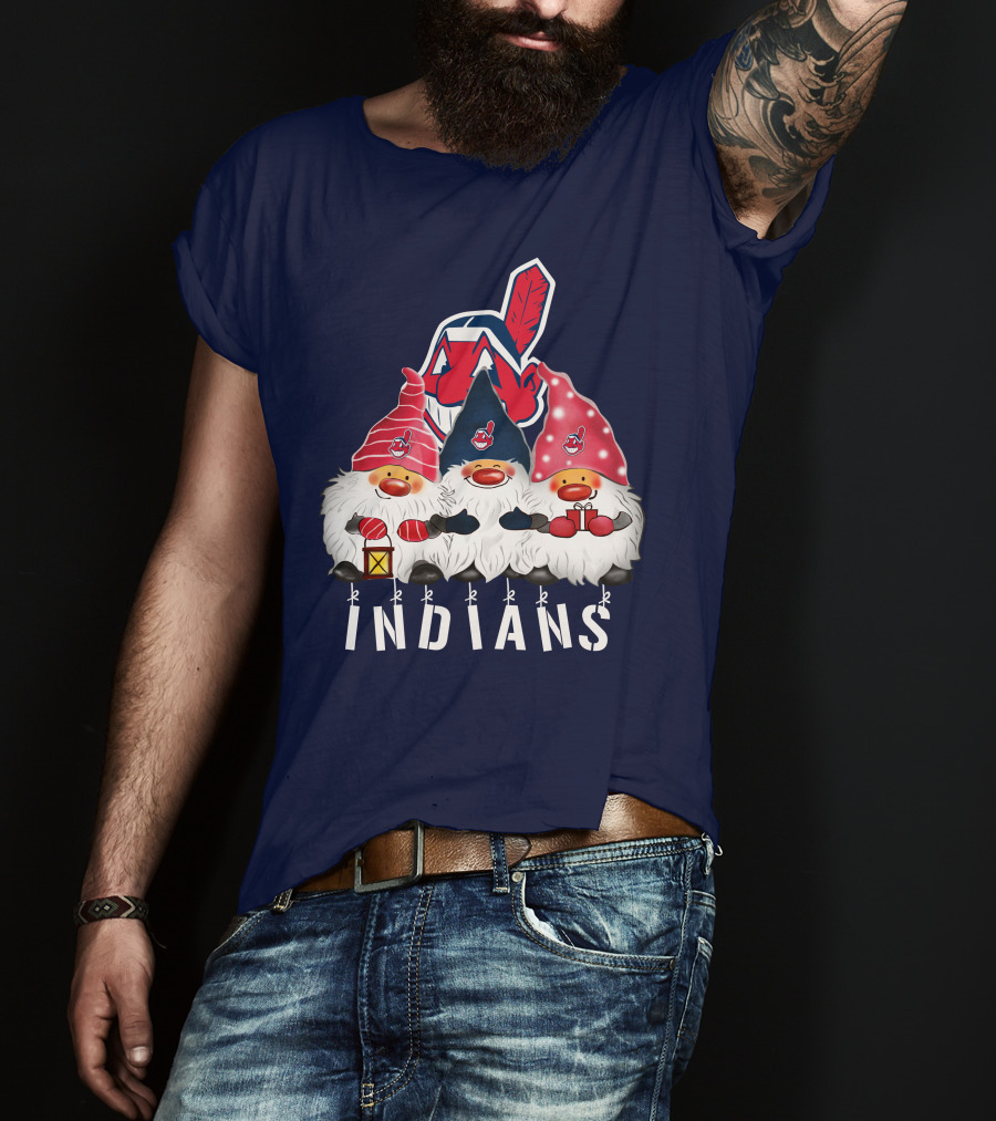 Cleveland Indians Merry Christmas Happy Holidays Gnomes Chief Wahoo T-Shirt