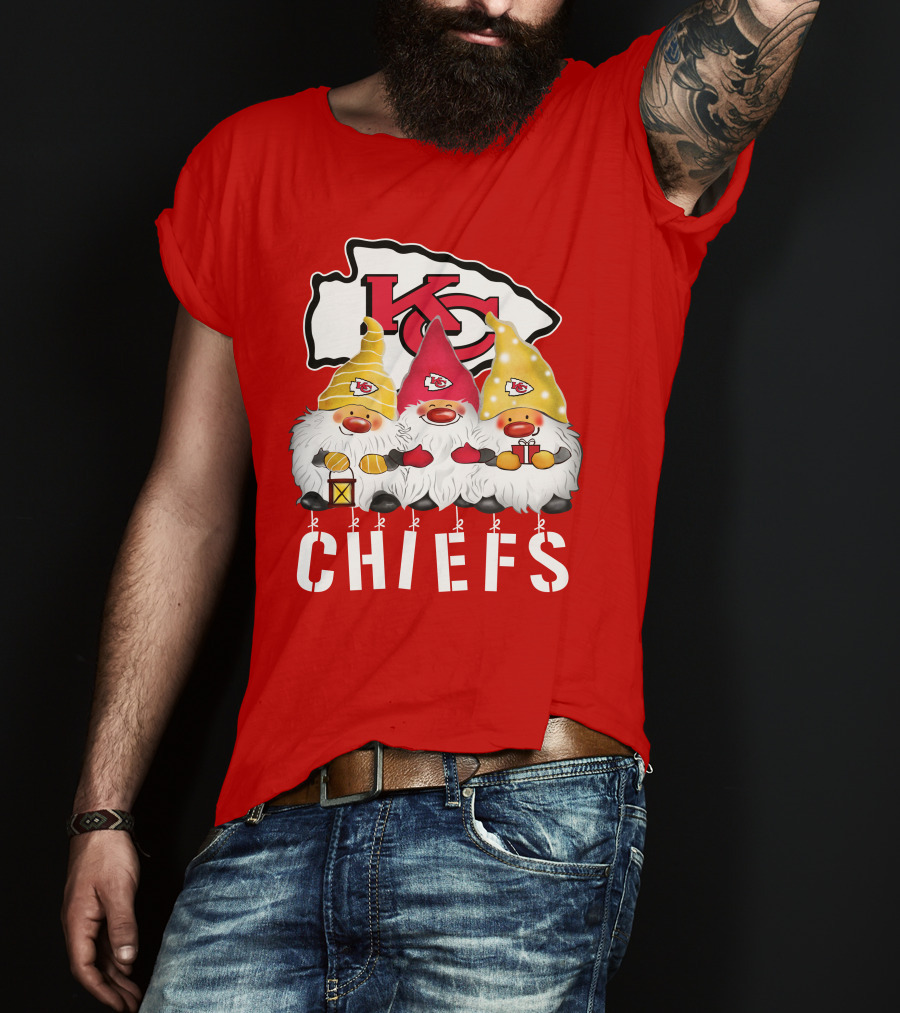 Kansas City Chiefs Merry Christmas Happy Holidays Gnomes T-Shirt