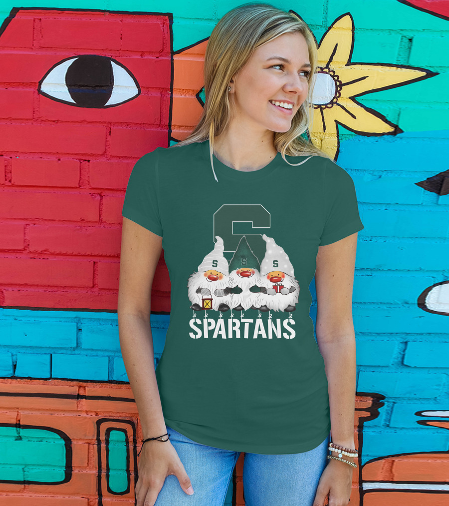 Michigan State Spartans Christmas Gnomes Holiday Celebrations T-Shirt