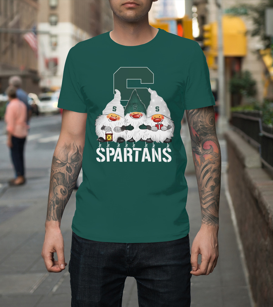 Michigan State Spartans Christmas Gnomes Holiday Celebrations T-Shirt