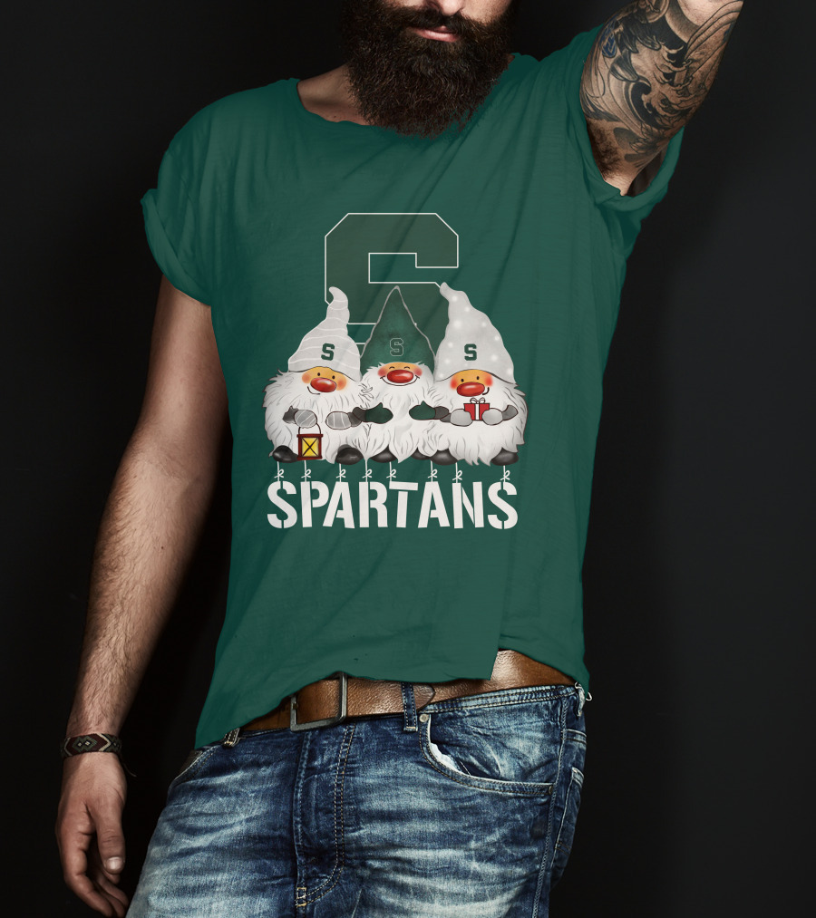 Michigan State Spartans Christmas Gnomes Holiday Celebrations T-Shirt