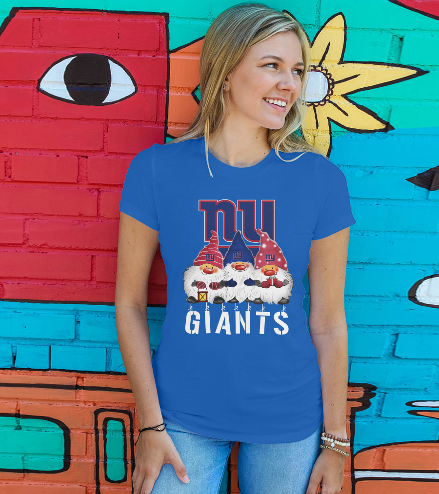 New York Giants Merry Christmas Happy Holidays Gnomes T-Shirt