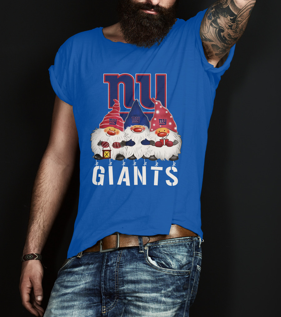 New York Giants Merry Christmas Happy Holidays Gnomes T-Shirt