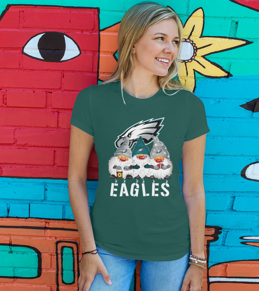 Philadelphia Eagles Christmas Gnomes Happy Holidays T-Shirt