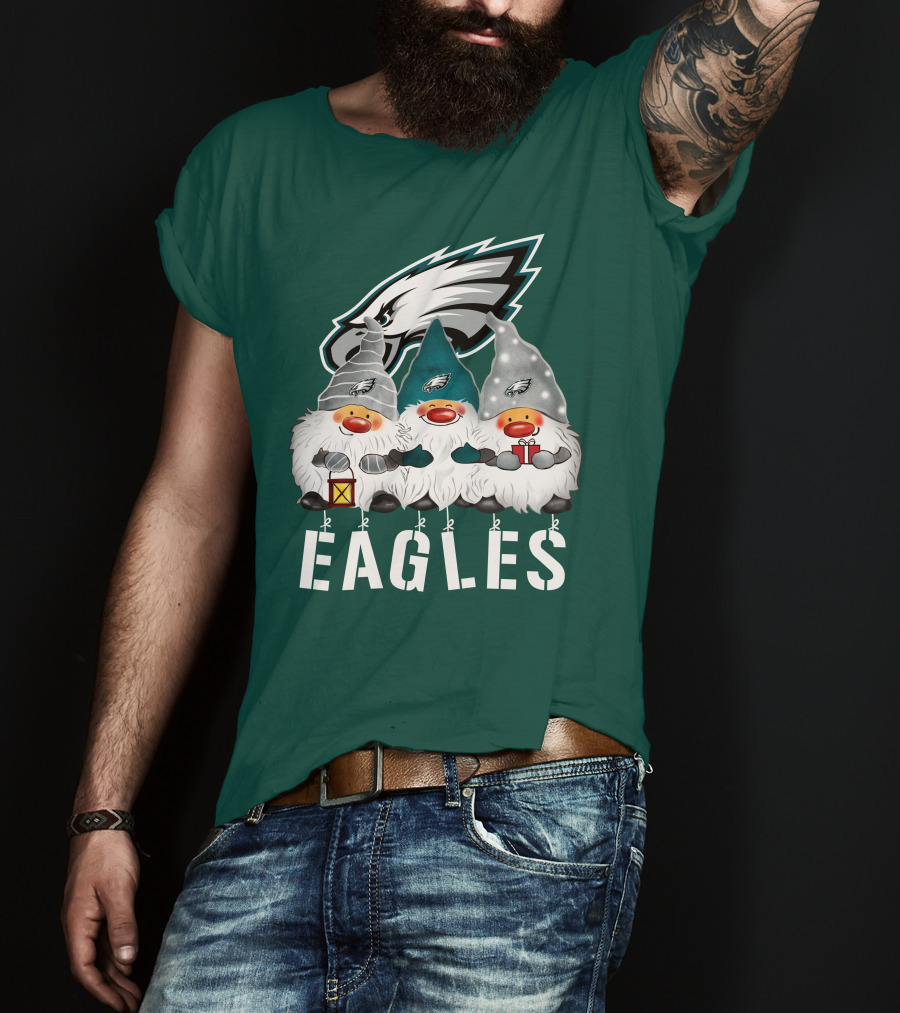 Philadelphia Eagles Christmas Gnomes Happy Holidays T-Shirt