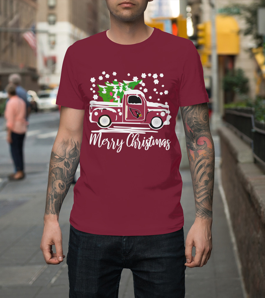 Arizona Cardinals Vintage Truck Merry Christmas T-Shirt