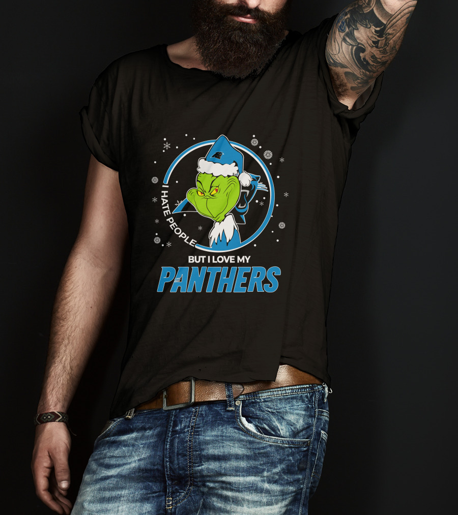 Christmas Grinch I Hate People But I Love My Panthers T-Shirt