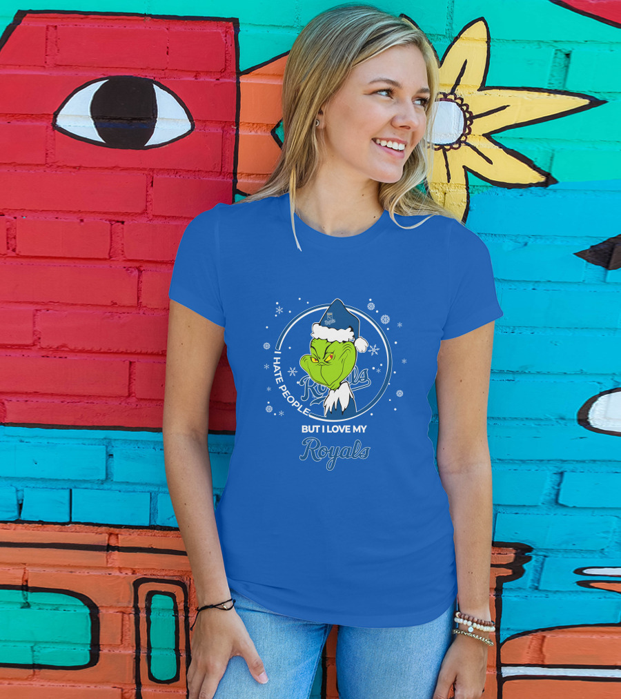 Christmas Grinch Santa I Hate People But I Love My Kansas City Royals T-Shirt