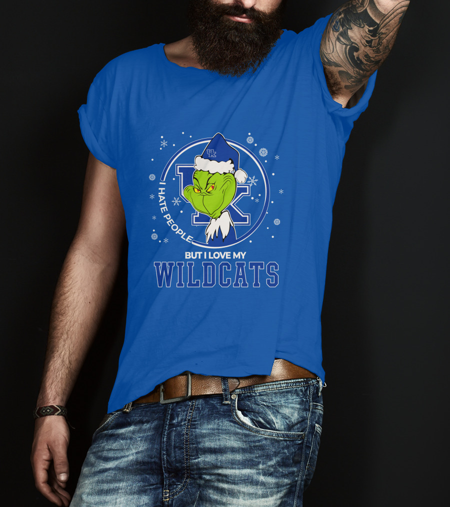 Grinch Santa I Hate People But I Love My Kentucky Wildcats T-Shirt