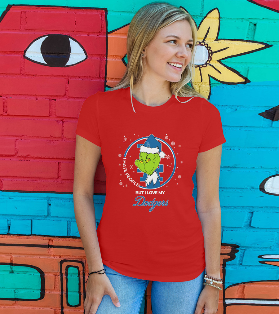 Christmas Grinch I Hate People But I Love My Los Angeles Dodgers T-Shirt