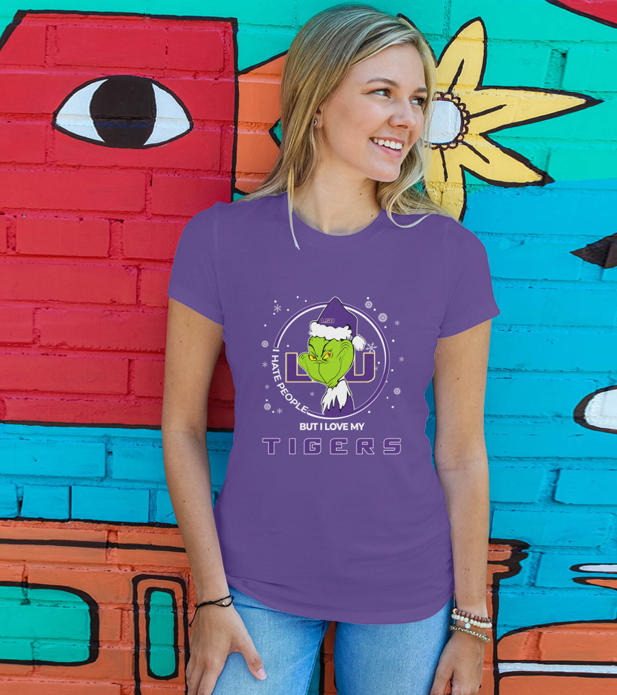 Grinch Santa I Hate People But I Love My LSU Tigers T-Shirt