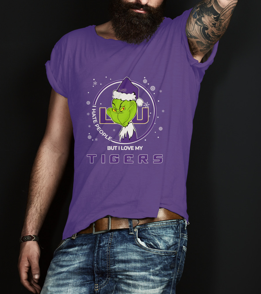 Grinch Santa I Hate People But I Love My LSU Tigers T-Shirt