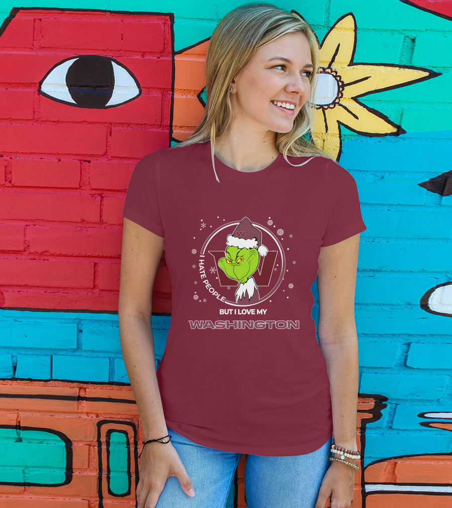 Christmas Grinch Santa I Hate People But I Love My Washington T-Shirt