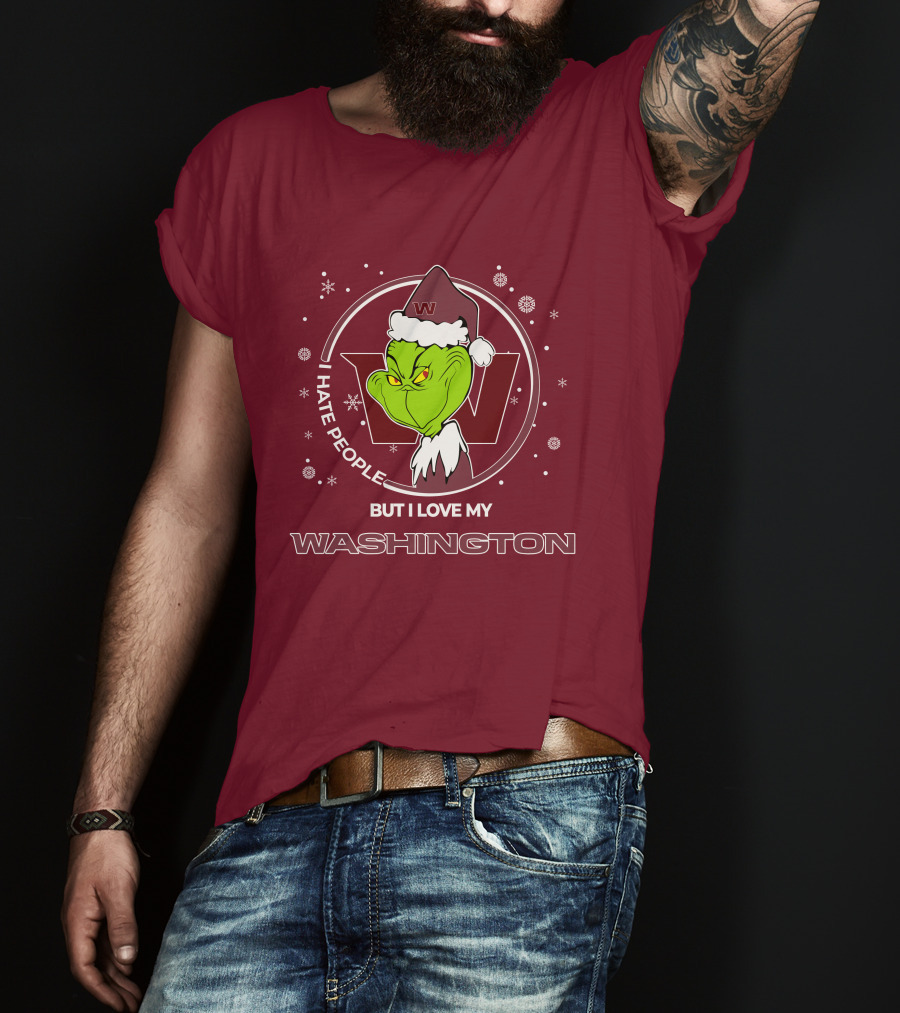 Christmas Grinch Santa I Hate People But I Love My Washington T-Shirt