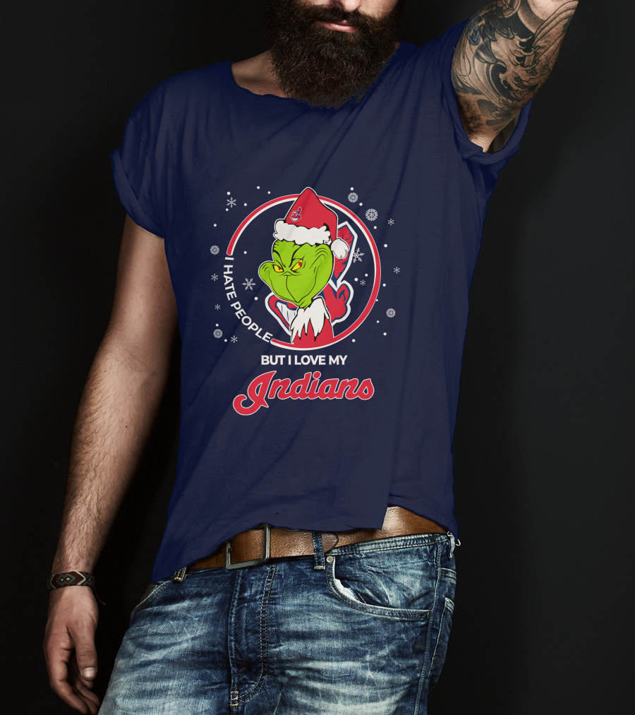 I Hate People But I Love My Indians Christmas Grinch Santa T-Shirt