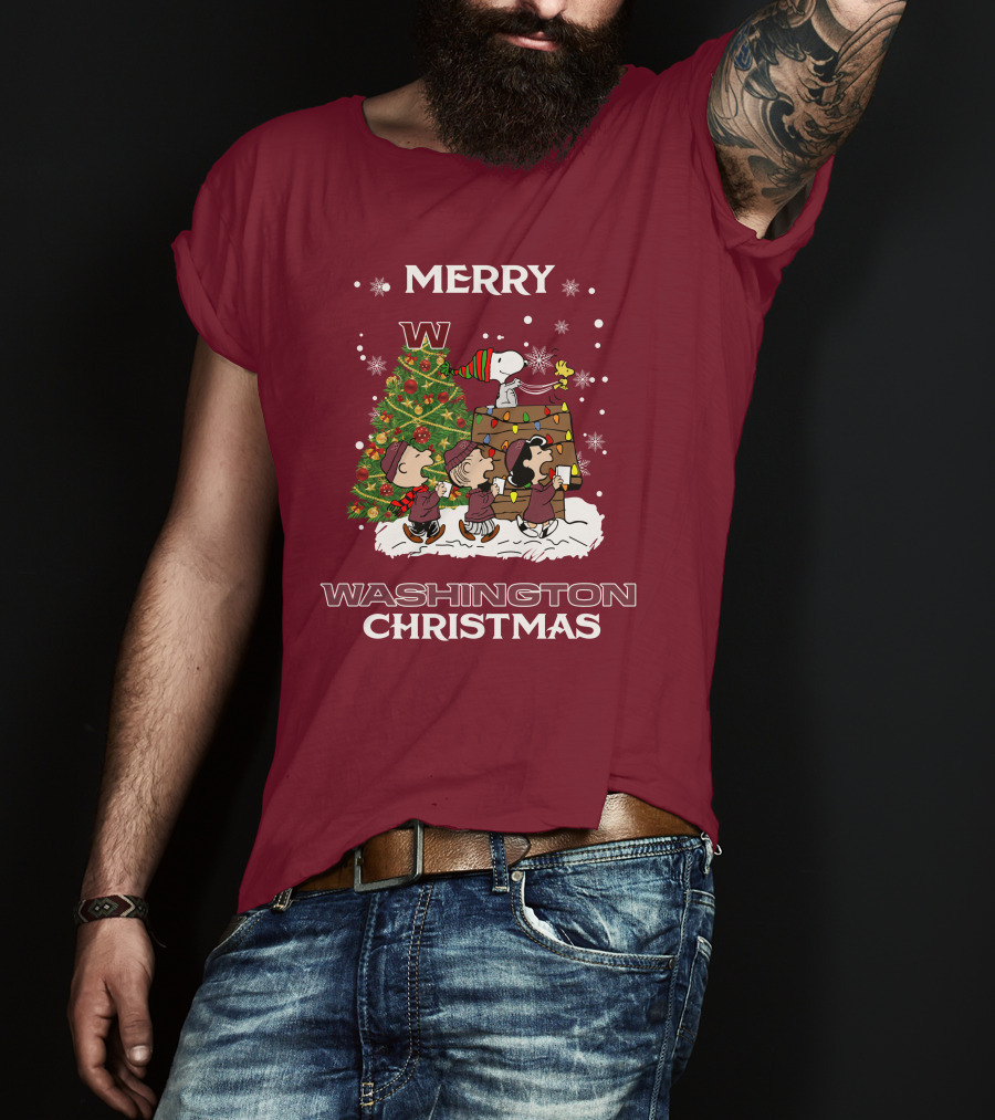 Merry Washington Christmas Tree Featuring Peanut Characters T-Shirt